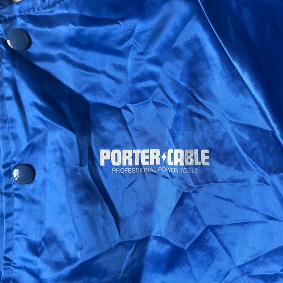 Urban Renewal VTG Hartwell Made USA Blue Nylon Jacket Small Medium Satin Jacket - Picture 6 of 10